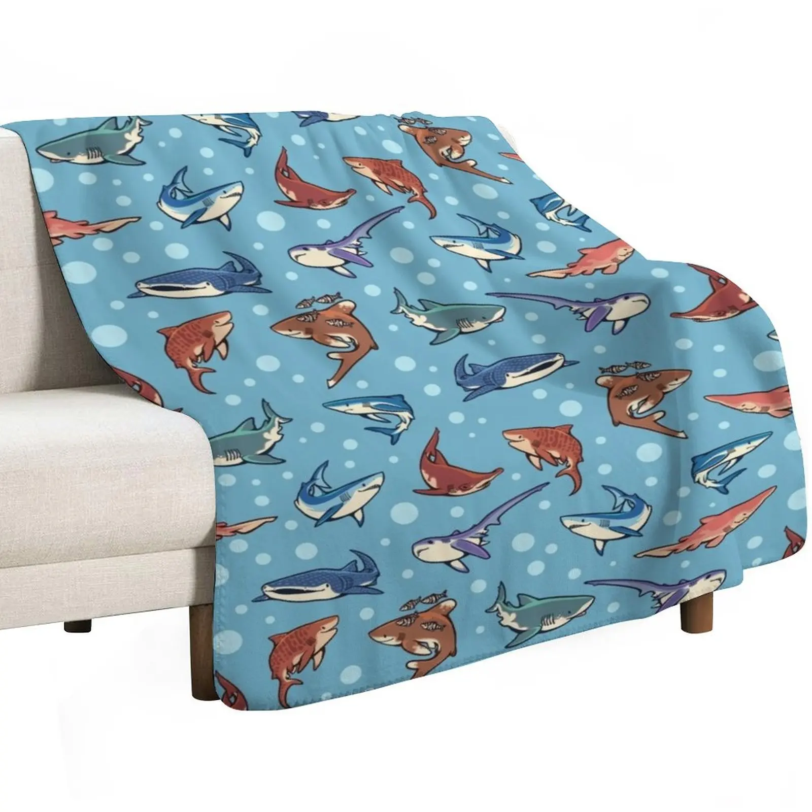Sharks in the light blue Throw Blanket for babies Quilt Soft Big Luxury St Blankets For Bed blankets and throws Blankets