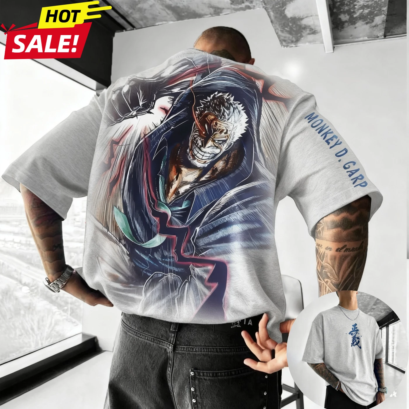 Camiseta de una pieza Almirante Garp Harajuku 2025, nueva camiseta de verano para hombre, camiseta de calle Retro de gran tamaño, pantalón corto informal para mujer, Top Unisex de manga