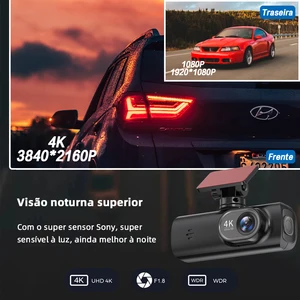 E-ACE Dash Cam UHD 4K للرؤية الليلية لكاميرا السيارة مع GPS واي فاي 24 ساعة تسجيل حلقة وقوف السيارات الأمامية بدقة 4K وعدسة خلفية مزدوجة 1080 بكسل أعلى 10 مبيعات هزاز 25 سم - رقم 8