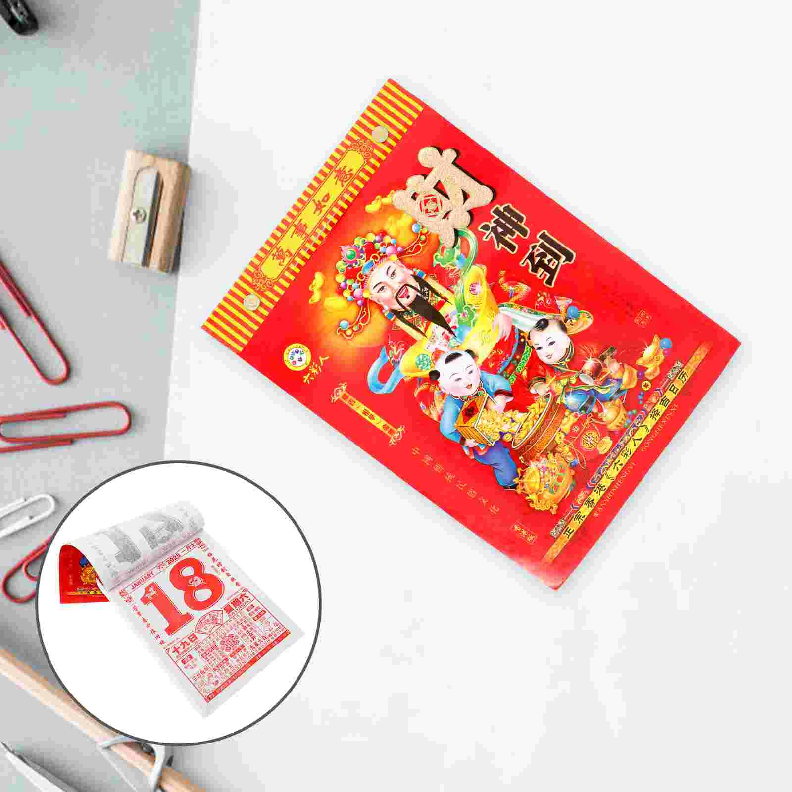 Household Year of The Snake Wall Calendar Chinese Scroll 2025 Lunar Paper Tradition Calendars