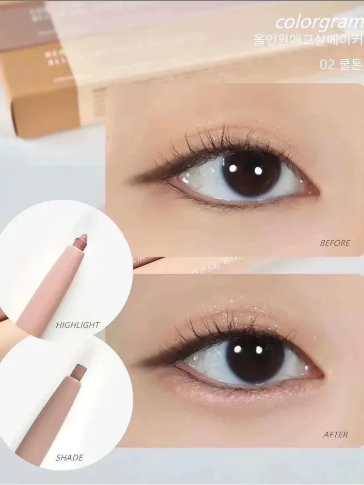 Korean Makeup Colorgram All in one Dual Eyeliner Eyeshadow Highlighter Natural Long-Lasting Shadow Beauty Cosmetics