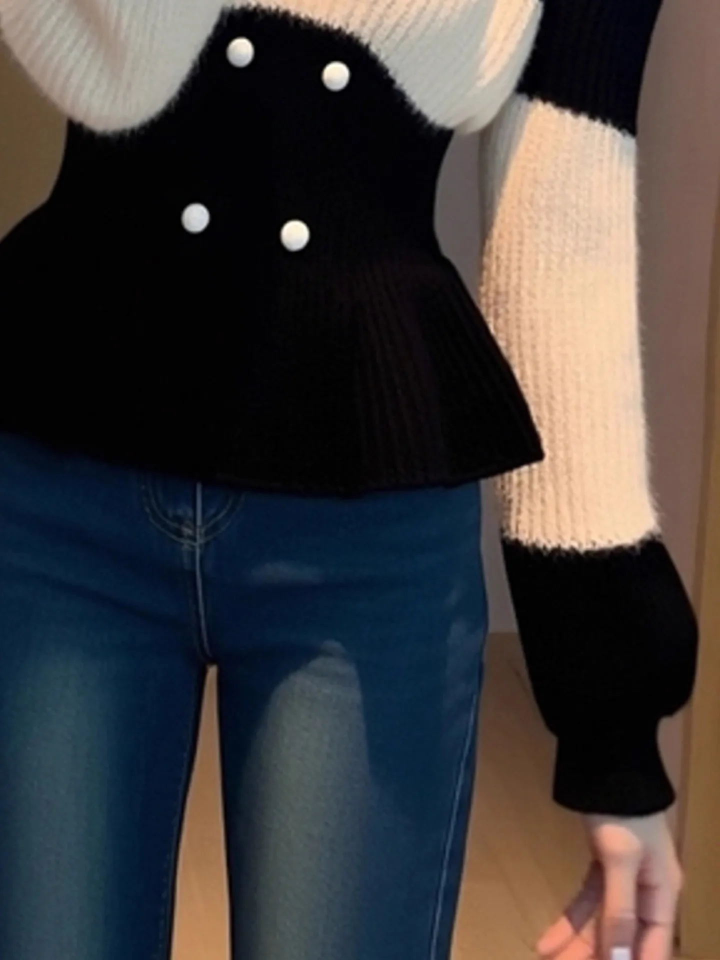 Slim Fit Long Sve f High Ne tricots femmes automne hiver Sle doux Sle dentelle garniture pull décontracté en ligne exclusif