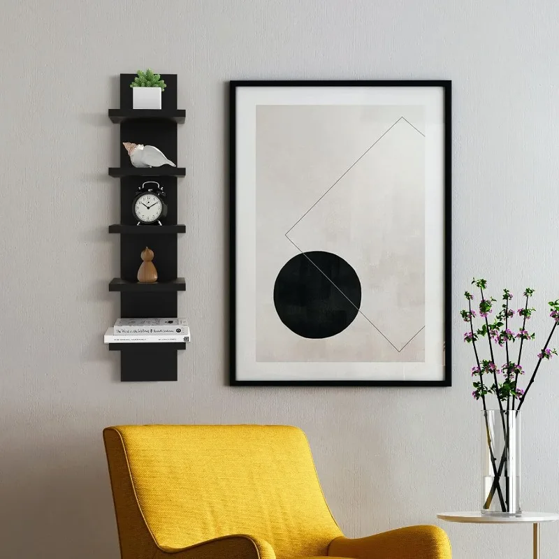 5-уровневые настенные полки, вертикальная полка-колонна, плавающий органайзер для хранения, дизайн, практические стеллажи для спальни, гостиной, 30,7