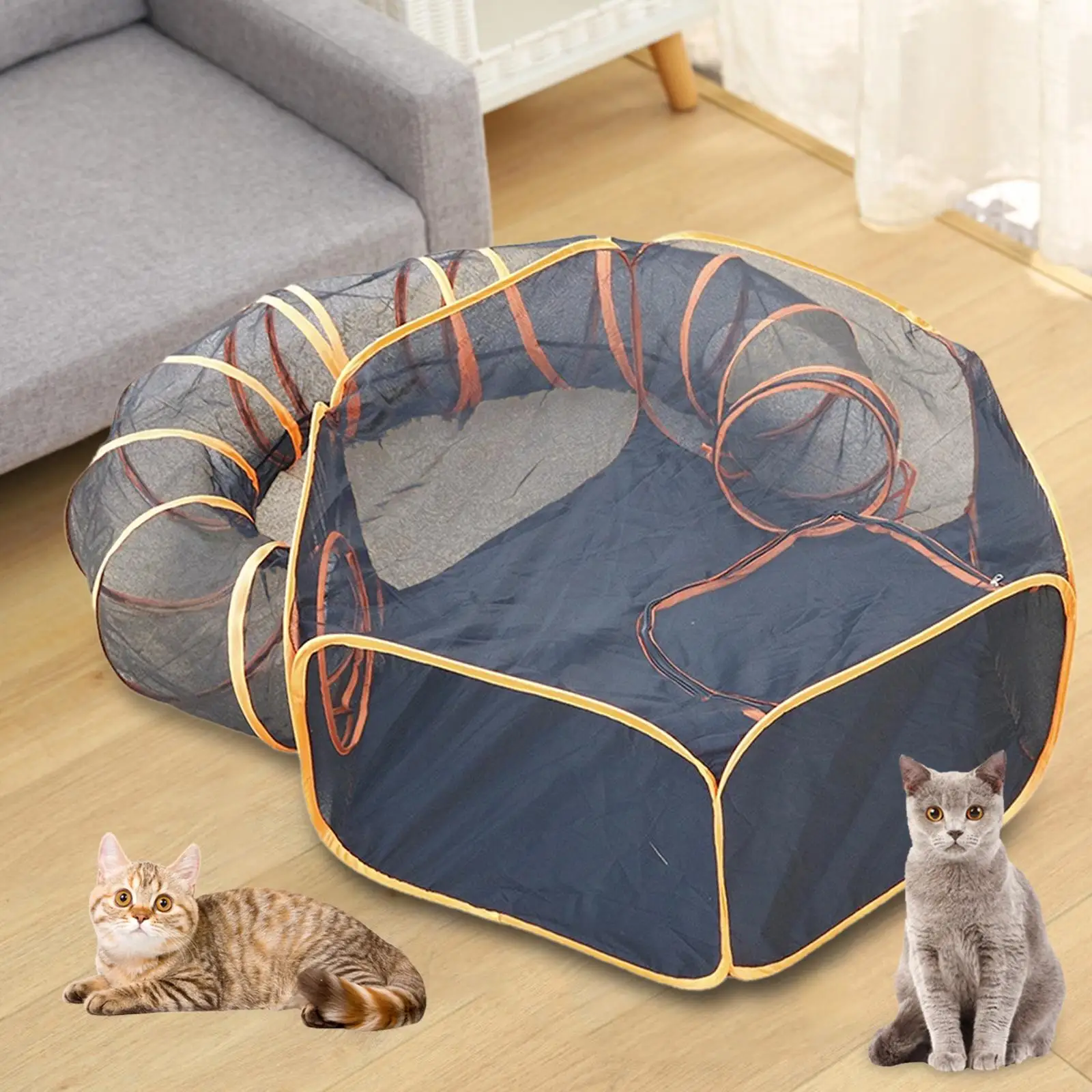 

Cat Tunnels Durable Universal Portable Breathable Foldable Scratching Resistant Net Cage Tent Tunnel for Puppy Dogs