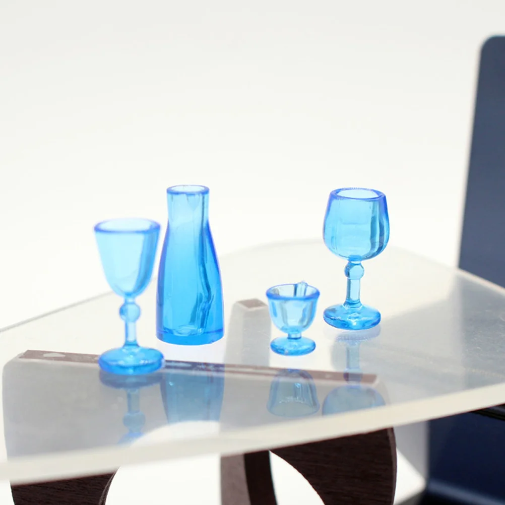 

4 Pcs Mini Cups Set Realistic Plastic Model Tiny House Decor Miniature Dollhouse Accessories Scene Decoration Gift