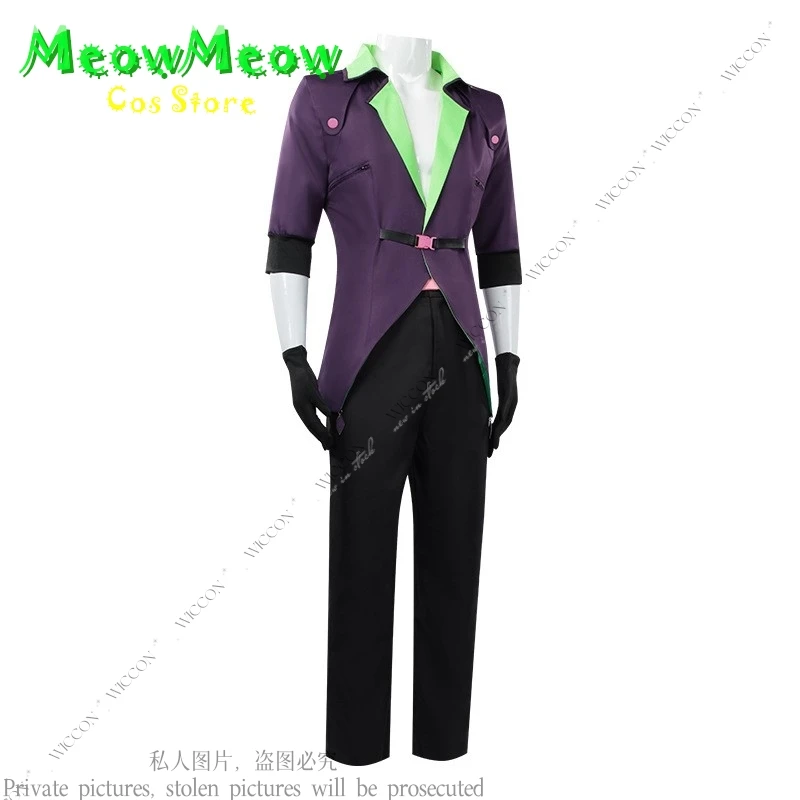 Joker Anime Cosplay Costume pour homme, perruque verte, déguisement, tenues pour adultes, Halloween, carnaval, fête, trempé, 03, tenue, Py Play