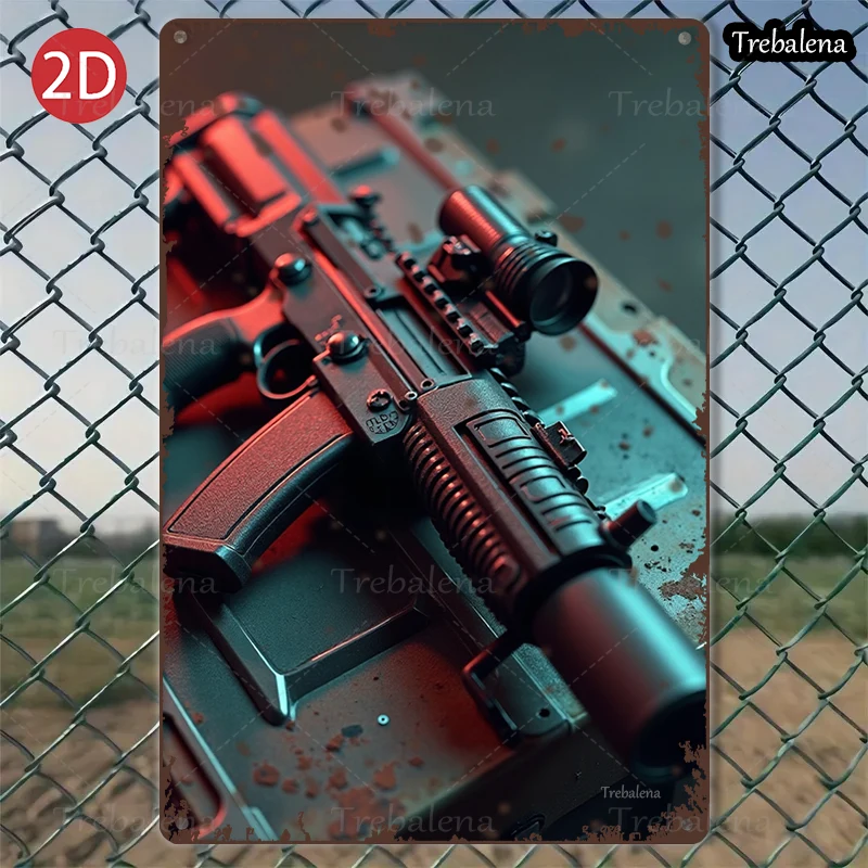 

1PC 2D Flat 8*12inch Metal Sign Rustic Gun Art Metal Sign Vintage Style Decor