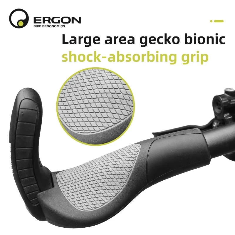 ERGON Bicycle Grips Rubber Mtb Cuffs Mount Clamp Ergonomics Non-Slip Shock Absorption Cycling Lock-On Ends Mountain Bike Grips