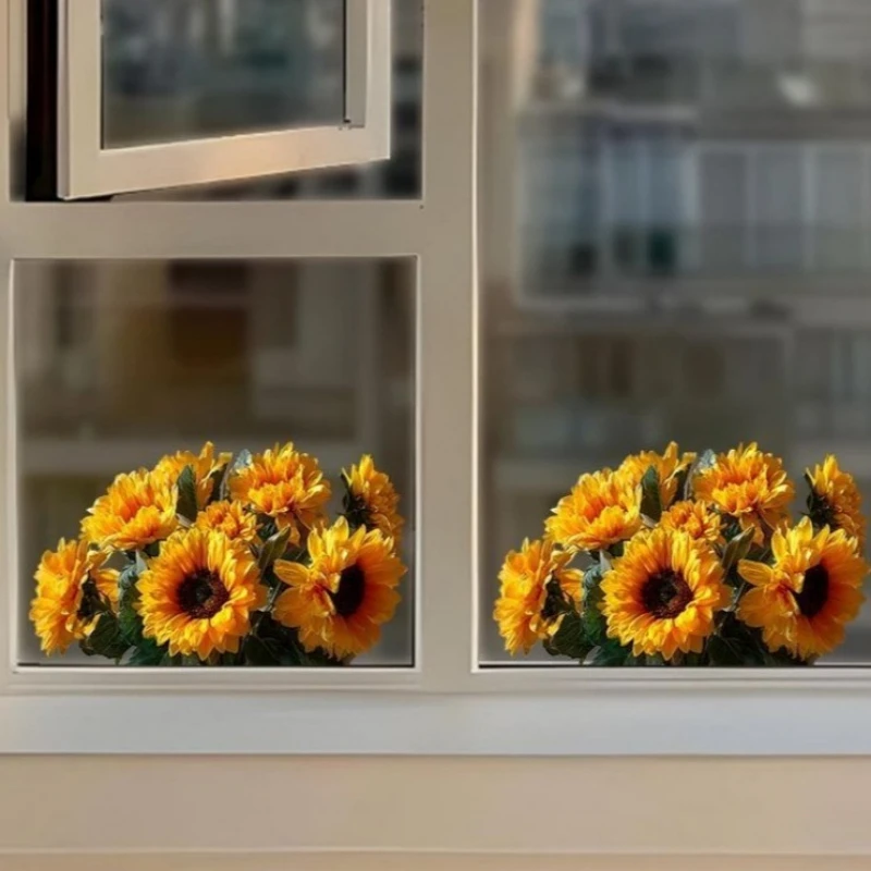 Sunflowers Electrostatic Stickers Spray Water Sticker Creative Art Decoration Bedroom Window Sills Showcases Store Glass Decor