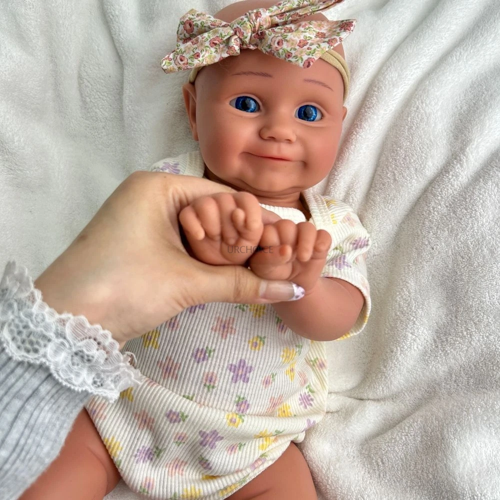 

Handmade 3D Skin 20Inch Cuddly Silicone Reborn Baby Girl Lifelike Washable Soft Touch Doll for Collection Display Kids Toy