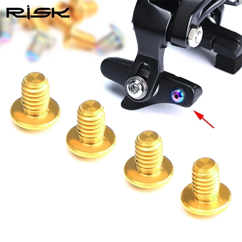 RISK RT060 Titanium Road Bike C-Brake Pad Fixing Bolts 4pcs/Lot Bicycle C-Caliper Brake Locking Skin Screws For Road Clamp Brake