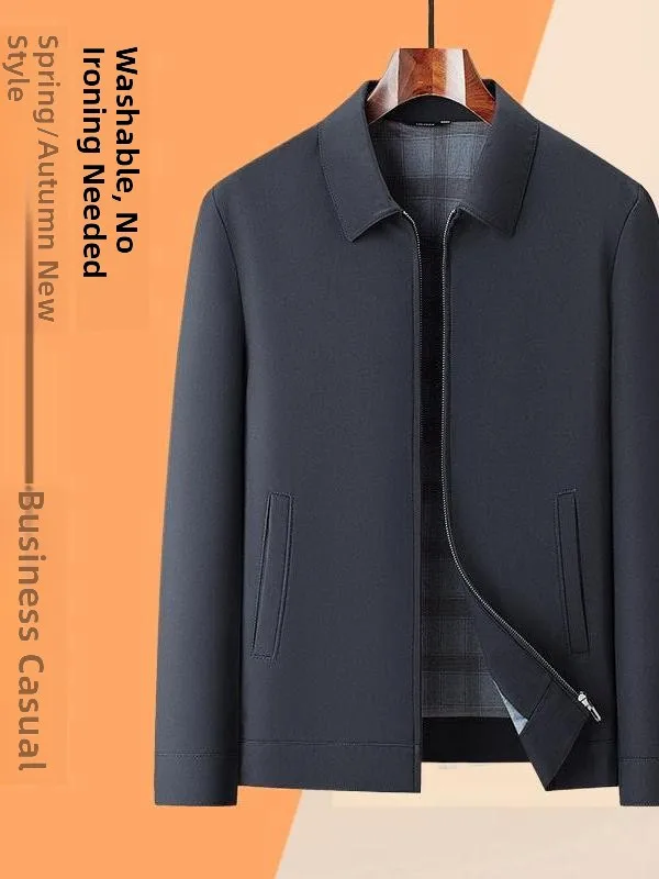 

Comfortable Men's Spring Autumn Style Collared Jacket Leisure Clothes for Older Adults Grandpa Casual Outfit Soft Stretch Fabric