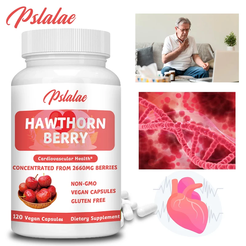 

Hawthorn Berry Capsules - Antioxidant Properties Help Promote Heart and Digestive Health, Relieve Stress - Vegan, Non-GMO