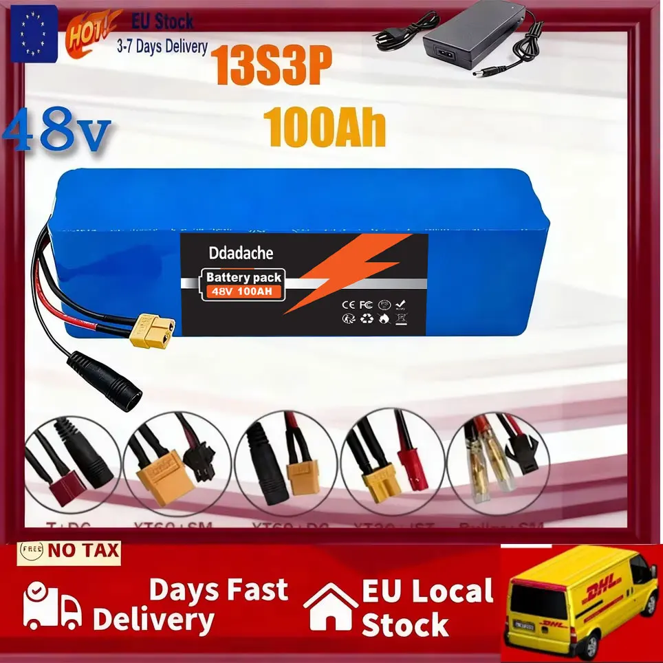 Neuer 48V Lithium-Ionen-Akku 48V 30Ah 1000W 13S3P Lithium-Ionen-Akkupack für 54,6V Elektro-Hochleistungsbatterie mit BMS