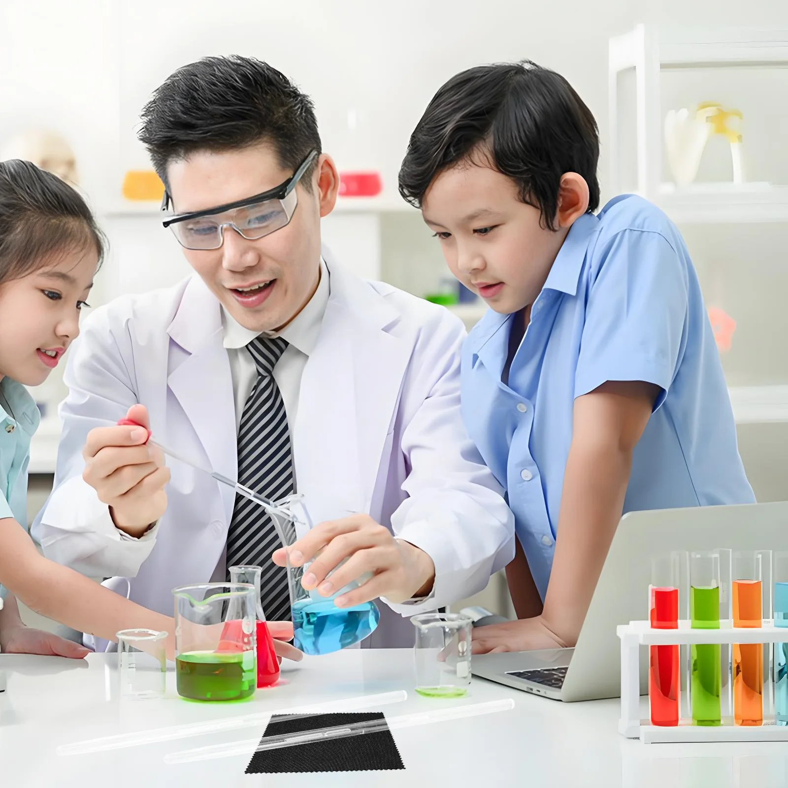 

1Set Electrostatic Science Teaching Equipment Glass Rod Cloth Junior High Physics Experiment Static Electricity Experiment