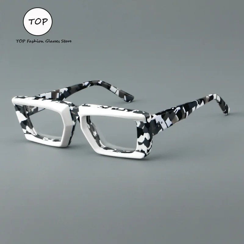 Europe and The United States Popular Thick Plate Men's Spectacle Frame Retro Women's Frame Can Be Matched with Presbyopia Mirror