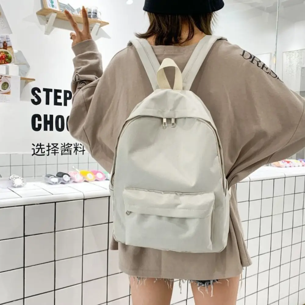 Casual Simple Solid Color Backpack Fashion Schoolbag School Bags Large Capacity Travel Backpack Book Bags Teenagers