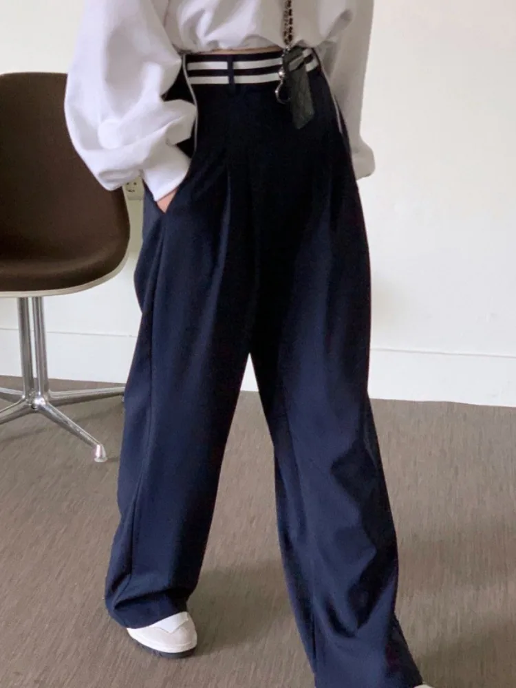 High Waist Drapey Straight Leg Pants Loose Casual Floor Length Suit Pants with  Autumn Winter New Arrival