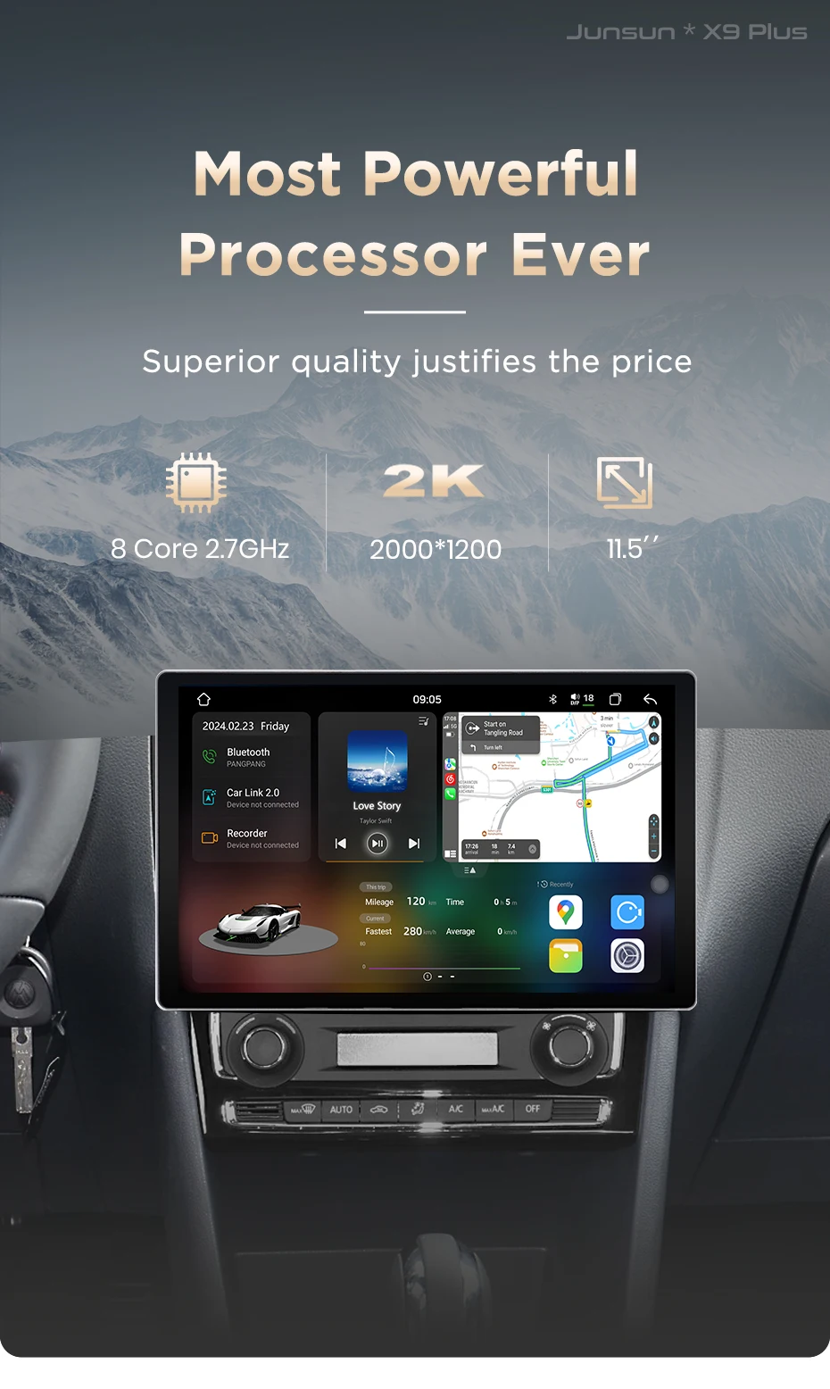 Junsun 7870 2K Kabelloses CarPlay Android Auto Radio für Volkswagen POLO 5 Limousine 2008-2020 GPS-Navigationsplayer 4G DSP DTS 360 – Detail 3