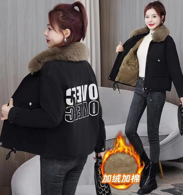 

Парка женская в стиле хип-хоп, осенняя, с имитацией диагонального клетчатого узора, приятная для кожи, тканая, с флокированием, в рубчик, с женственными вставками, с меховым воротником, двусторонняя, трендовая