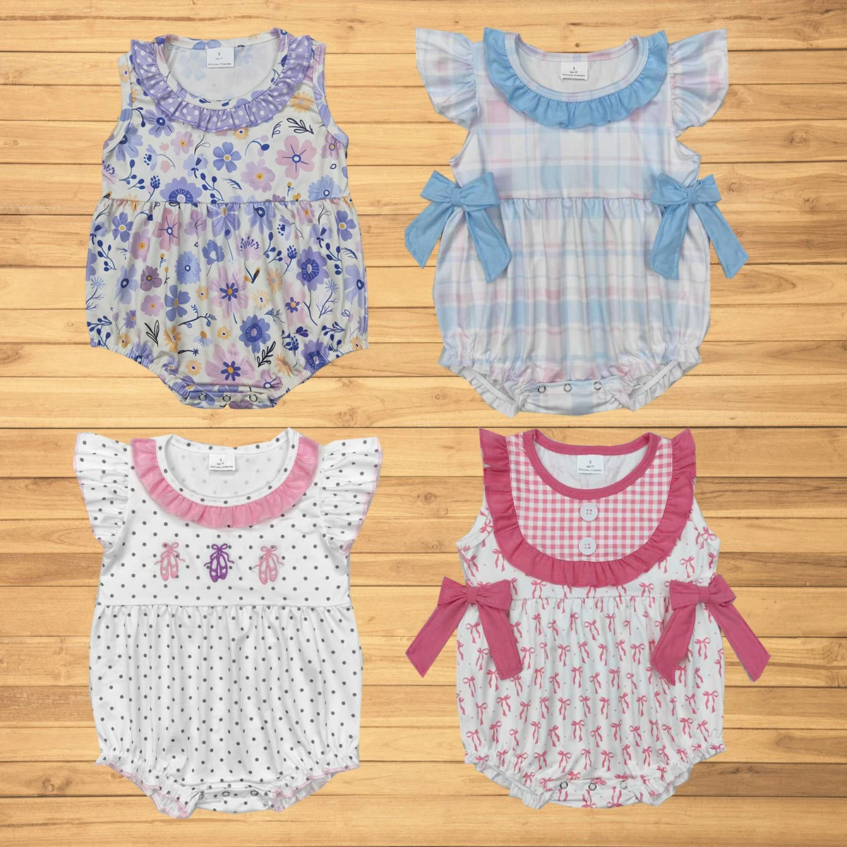 

Оптовая продажа, горячая распродажа, бутик в западном стиле, комбинезон без рукавов для новорожденных девочек с цветами лаванды