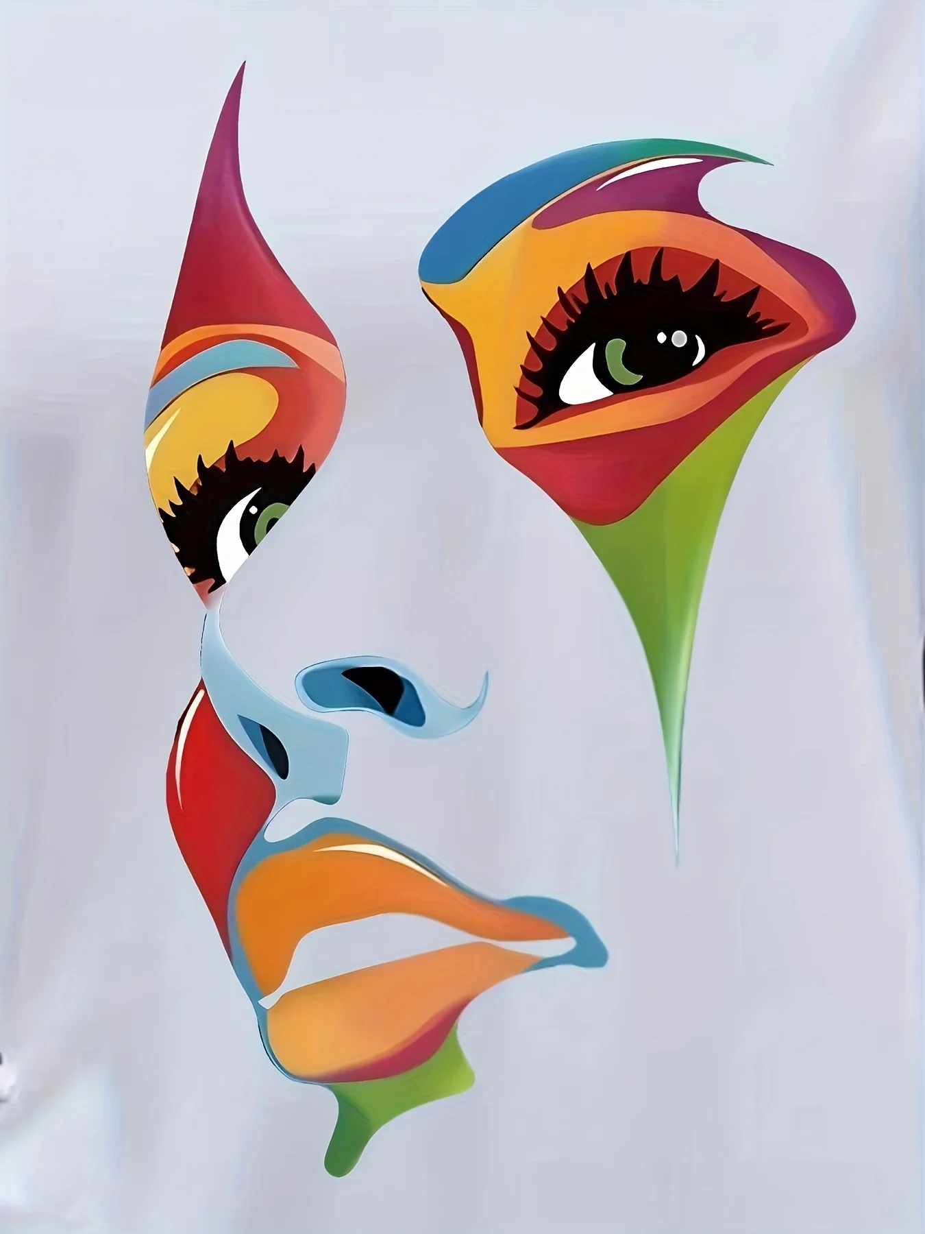 Elegant Crew Neck Workout Tee: Summer-Ready with Breathable Knit, Stretchy Comfort & Unique Portrait Graphic