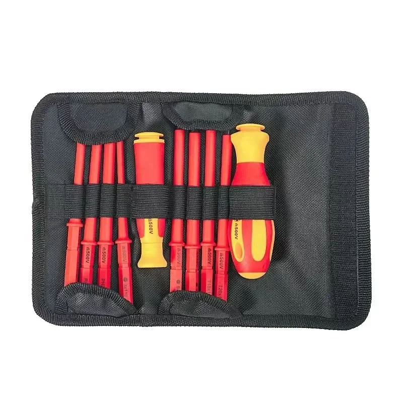 

10Pcs Interchangeable Blade VDE Insulated Screwdriver Set with Case Magnetic 500V Home and Professional Use Electricians Tools