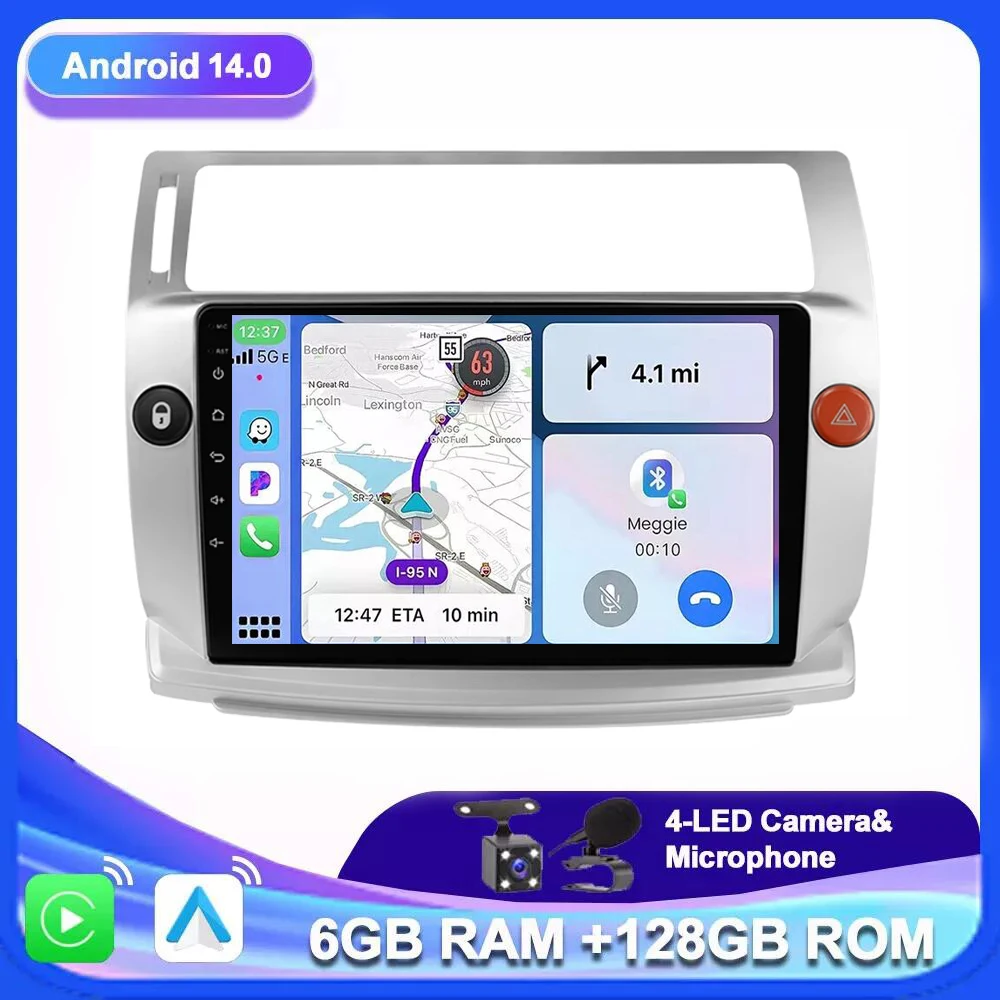 

Android 14.0 Car Radio For Citroen C4 C-Triomphe C-Quatre 2004-2008 2009 Multimidia Video Carplay BT RDS DSP GPS Navigaion