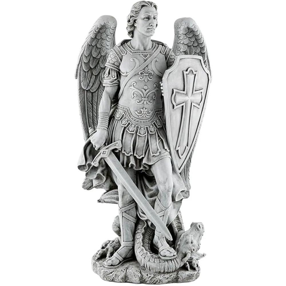 

Avalon Gallery Christian Brand Religious Statue Powerful Archangel Saint Michael Warrior, Indoor/Outdoor Stone Resin Home Decor