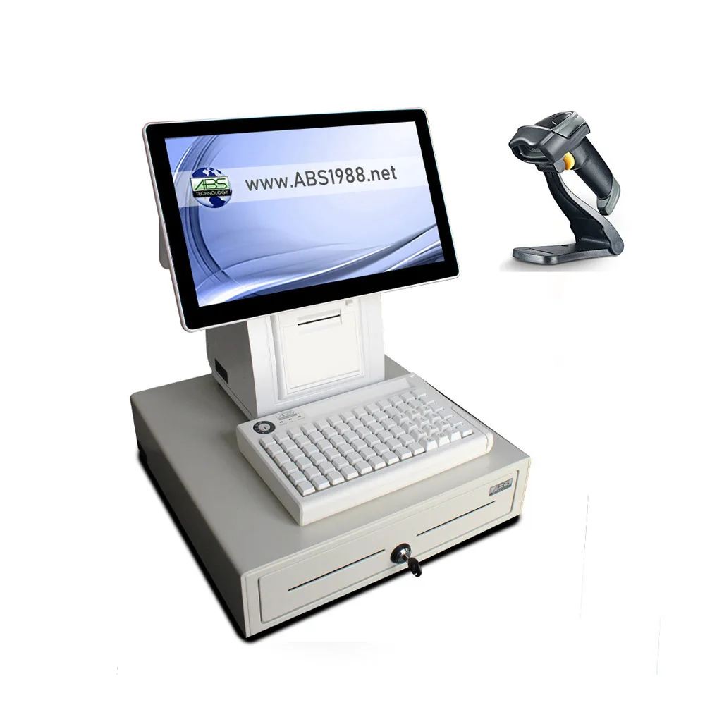 High-Performance 15-Inch POS System with Dual Screen Square POS Register J1900 Windows Cash Register POS
