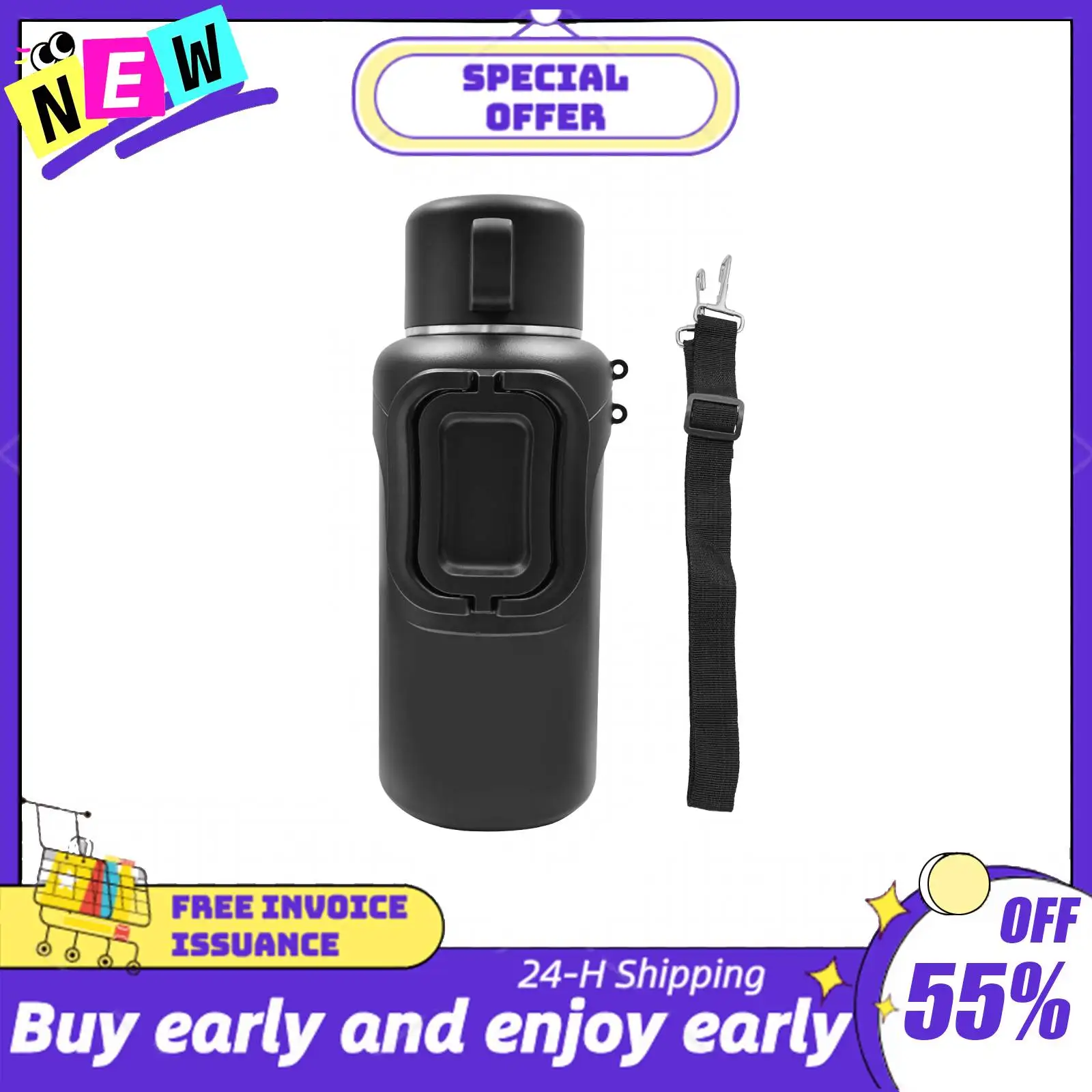 

2L Stainless Steel Insulated Bottle 316 72H Hot Cold Leakproof with Carry Strap for Outdoor Hiking Gym Cycling Water Bottle