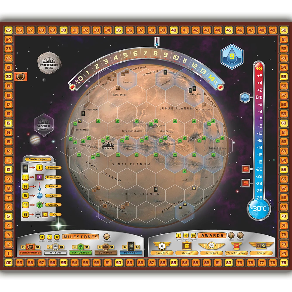 Terraforming Mars Board Game Play Mat Map Player Board Accessory to Base Game and Expansions