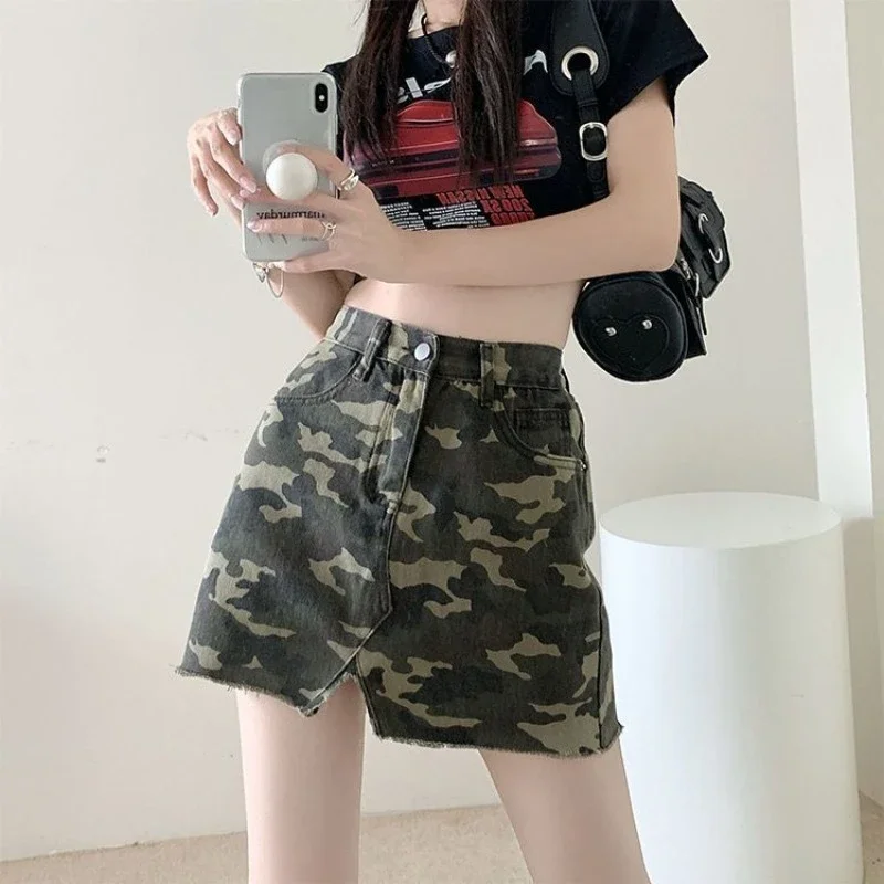 

Women's Denim Skirt Sexy Coquette Mini Short Female Jeans Skirts Streetwear Vintage Casual Summer 2025 Harajuku Clothing Trend