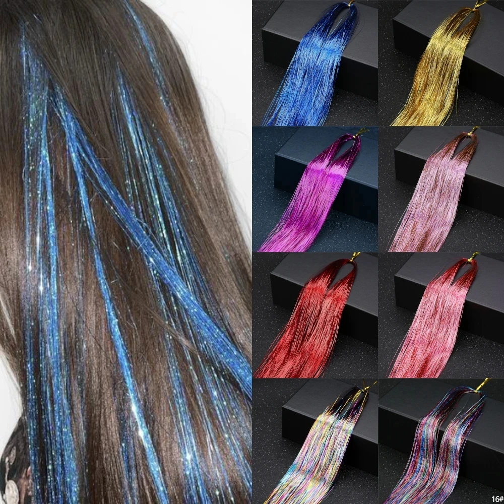 My -- Princess síntese 22 Polegada 20 Cores Hair Tinsel Kit Vertentes com Ferramentas Extensão para Mulheres Meninas Trança Brilhante Hai