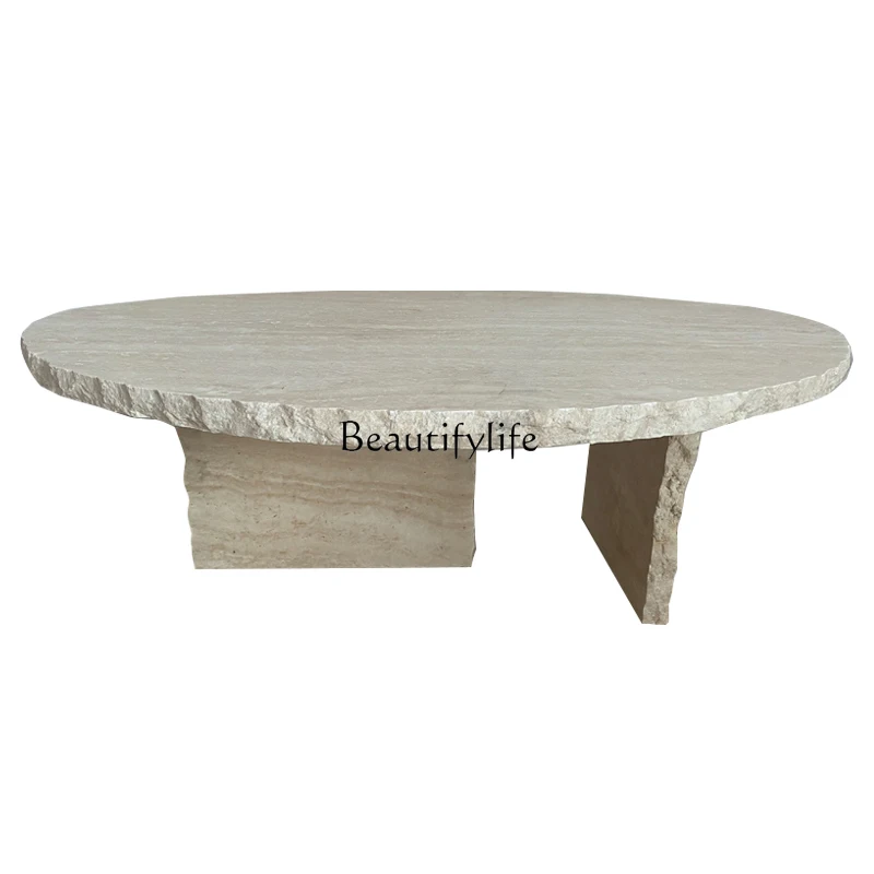 

Italian Creative Small Coffee Table Living Room Light Luxury and Simplicity Modern Minimalist Cave Stone Oval High Sense