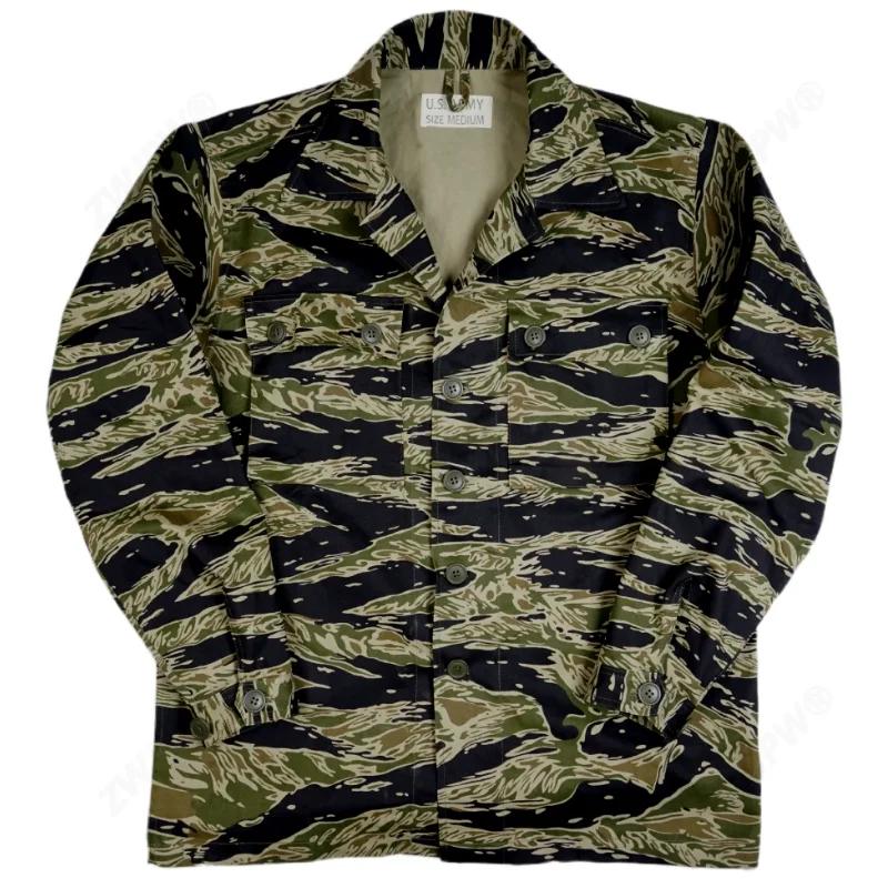American Retro Tiger Stripe TCU Sweatshirt Replicated Military Style Loose Jacket Twill