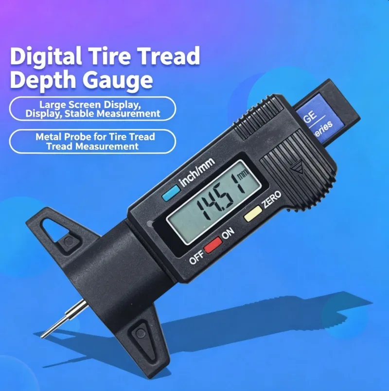 

Digital Tire Tread Depth Gauge, 0-30mm Electronic Tire Measuring Tool