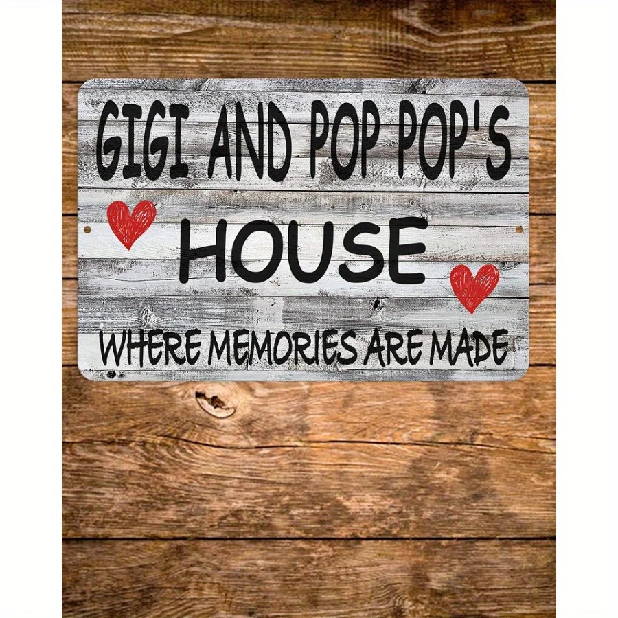 Casa Gigi & Pop Pops - Cartel de metal inspirador de 8.0 x 12.0 in | Decoración de hierro duradera para el hogar, la oficina, el bar y al aire libre
