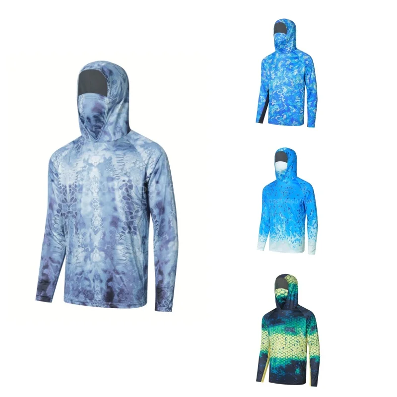 

Hoodie Fishing Shirts Face Mask Long Sleeve Uv Protection Quick Dry Fishing Clothing Moisture Wicking Angling Jerseys