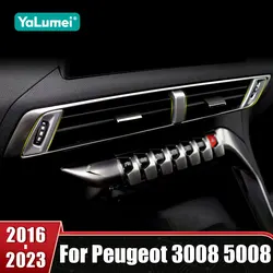 Central Control Air Conditioning Vent Outlet Cover For Peugeot 3008 5008 GT 2016-2018 2019 2020 2021 2022 2023 Car Accessories