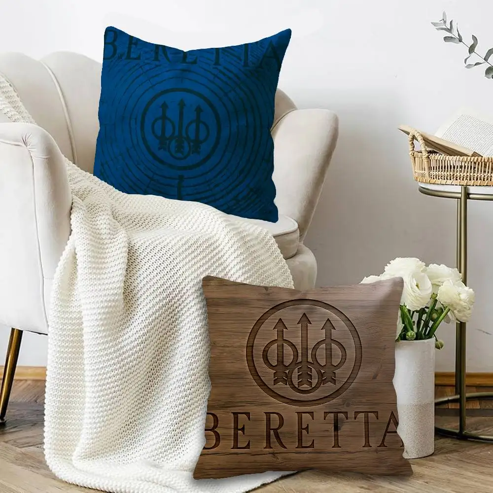 Gun Beretta logo Pillow Covers Cartoon Sofa Decorative Home Double-sided Printing Short Plush Cute Cushion Cover
