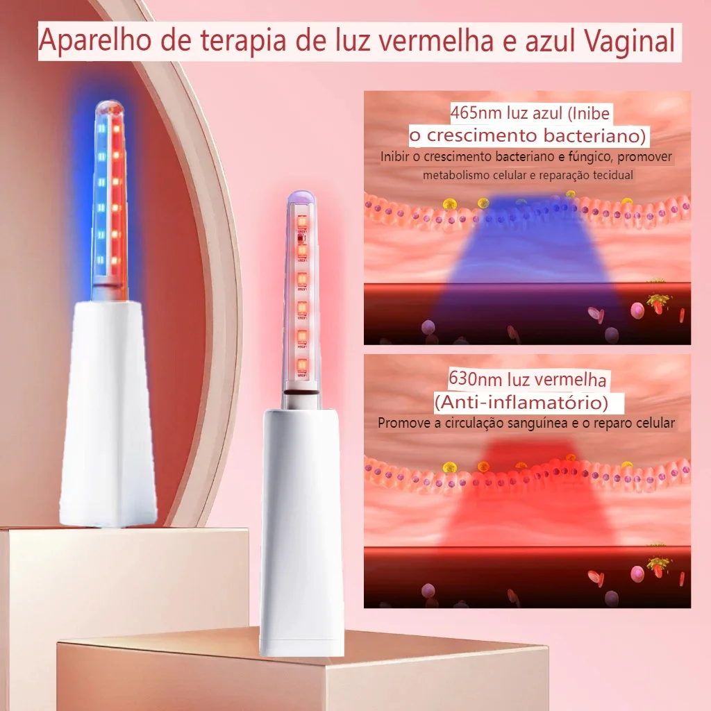 Red Blue Light Therapy Device for Vaginitis Cervical Erosion Treatment LEDLaser Probe to Tighten Vaginal Tightening