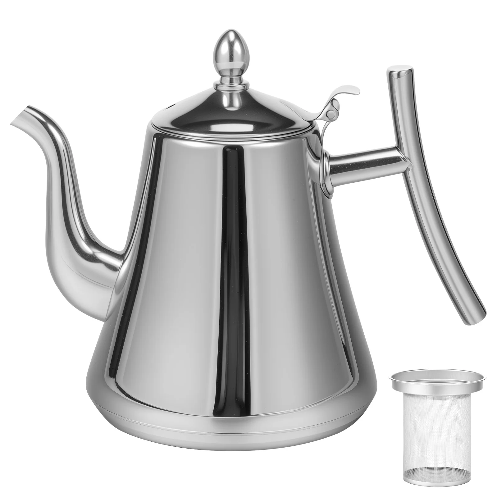 

Tea Kettle Thickened Stainless Steel Kettle Coffee Pot Tea Pot With Filter Household Use Flat Bottom Universal Pot For Tea And