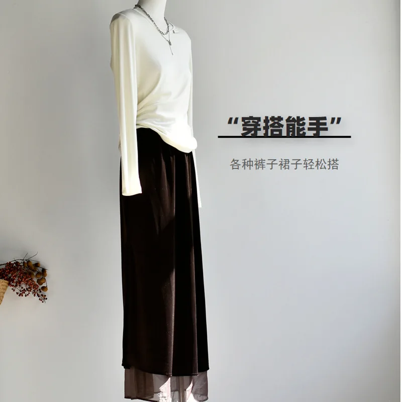 سترة نسائية لخريف وشتاء 2025 جديدة من صوف ليوسيل ايوسل صديقة للبشرة ودافئة برقبة دائرية