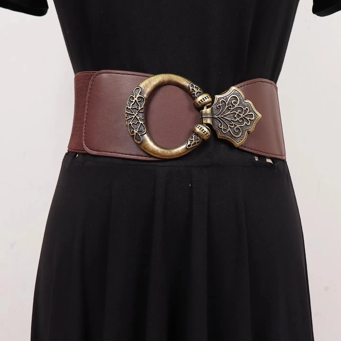 المرأة خمر بولي Leather الجلود مطاطا فستان Cummerbunds الكورسيهات حزام أحزمة الديكور حزام عريض R2644