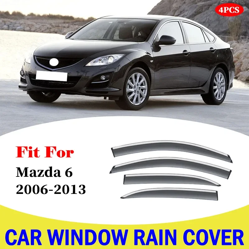 Visera de ventana para coche, protector de lluvia, cubierta embellecedora de toldo, Deflector de ventana lateral, accesorios laterales para puerta, para Mazda 6 2006-2013