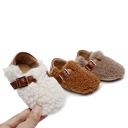 Korean Fleece Plush Fashion First Walkers Toddler Walking Shoes Newborn Flats Baby Items