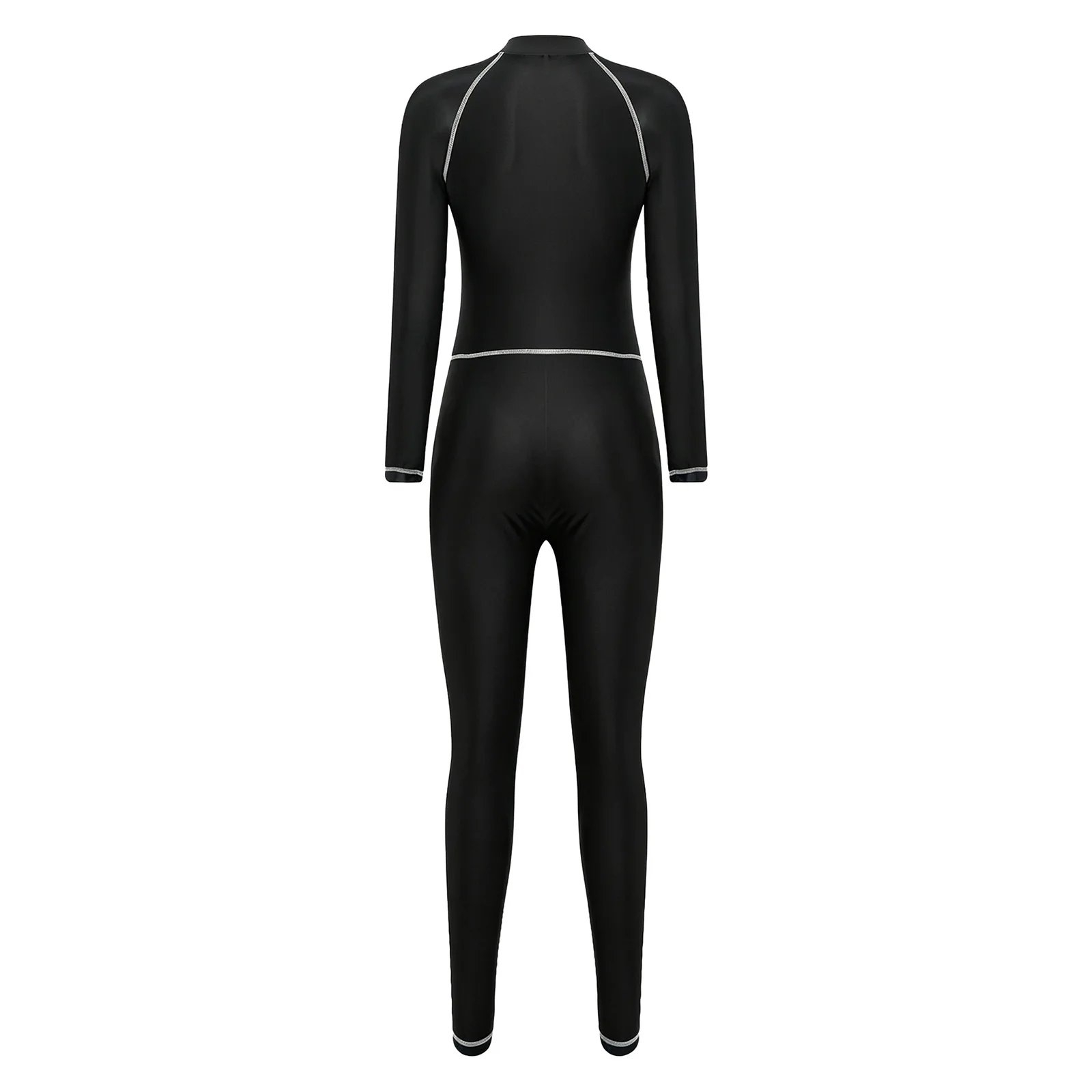 Damen Rash Guard Badeanzug Glänzender Jumpsuit Neoprenanzug Bademode Einteiliger Ganzkörper-Badeanzug Lange Ärmel Lange Hosen – Detail 11