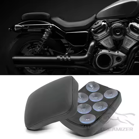Pillion Pad Seat 8 Suction Cup Solo Rear Seat Passenger Saddle Compatible with Harley Sportster Softail Touring XL883 1200 48