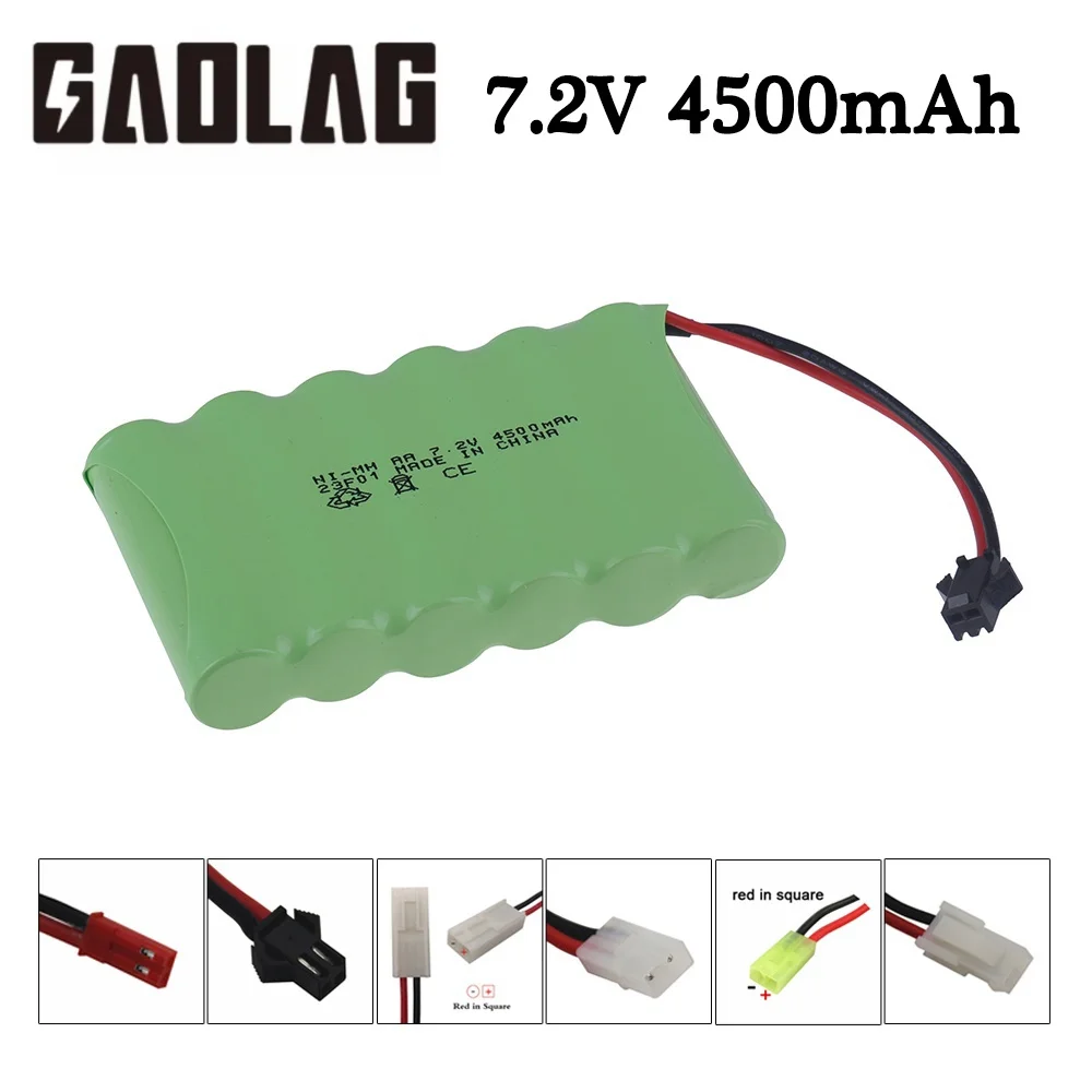 แบตเตอรี่ NiMH 7.2V 4500mAh สำหรับของเล่น RC รถยนต์รถถังหุ่นยนต์เรือปืน NI-MH 6 * AA 7.2V แพ็คแบตเตอรี่แบบชาร์จไฟได้1ชิ้น